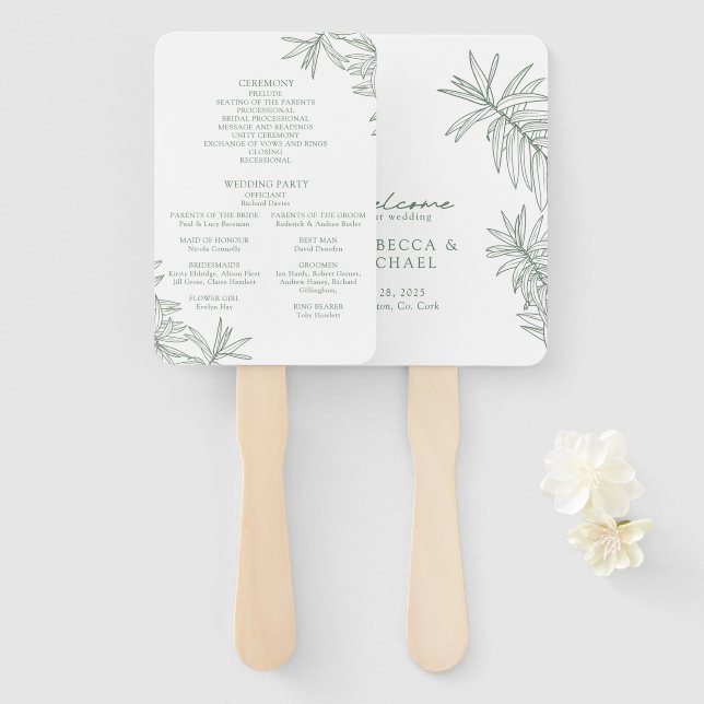 Abanico Selva Verde Elegante Orden Botánico de Servicio (Anverso y reverso)