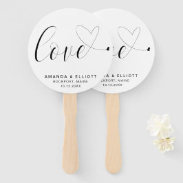 Abanico Sencillo Corazón de Amor Boda Cute