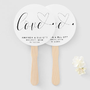 Abanico Sencillo Corazón de Amor Boda Cute