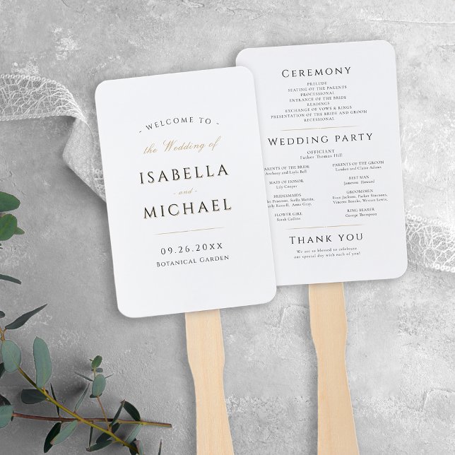 Abanico Sencillo Programa de Bodas Modernas y Elegantes (Simple Elegant Modern Classy Wedding Program Hand Fan)