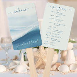 Abanico Serene Blue Abstract Wedding Program