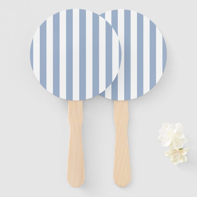 Abanico Set of Fans Baby Blue & White Stripe (Anverso y reverso)