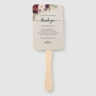 Abanico Set of Fans (Elegant Rustic Marsala Floral Save)