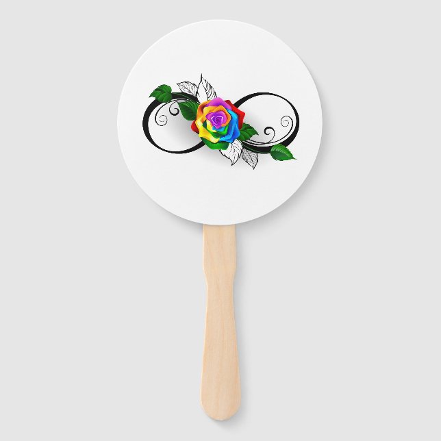 Abanico Símbolo infinito con Rosa arcoiris (Anverso)