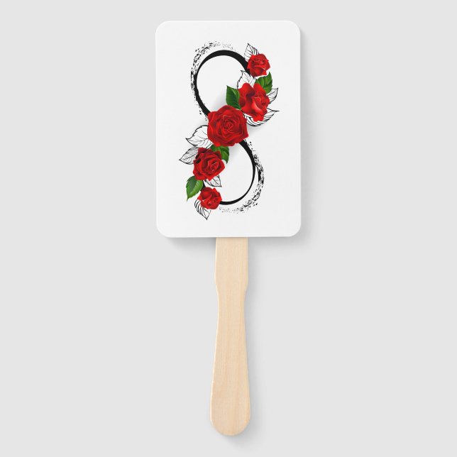 Abanico Símbolo infinito con rosas rojas (Anverso)