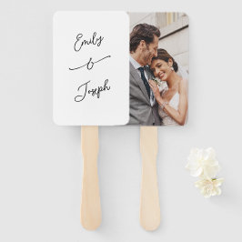 Abanico Simple Foto de Boda Caprichosa y Manuscrita