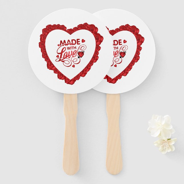 Abanico Simple Hecho Con Amor Cita Valentine | Ventilador  (Anverso y reverso)