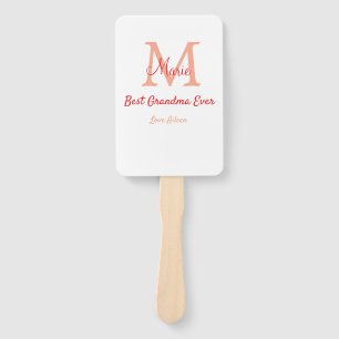 Abanico simple mínimo mejor Abuela nunca texto de monogram