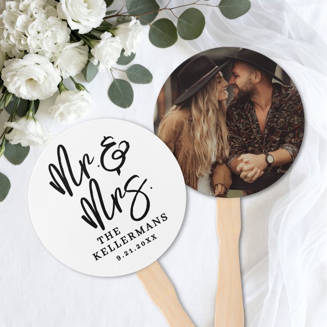 Abanico Simple Modern Photo Wedding (Simple Modern Photo Wedding Hand Fan)