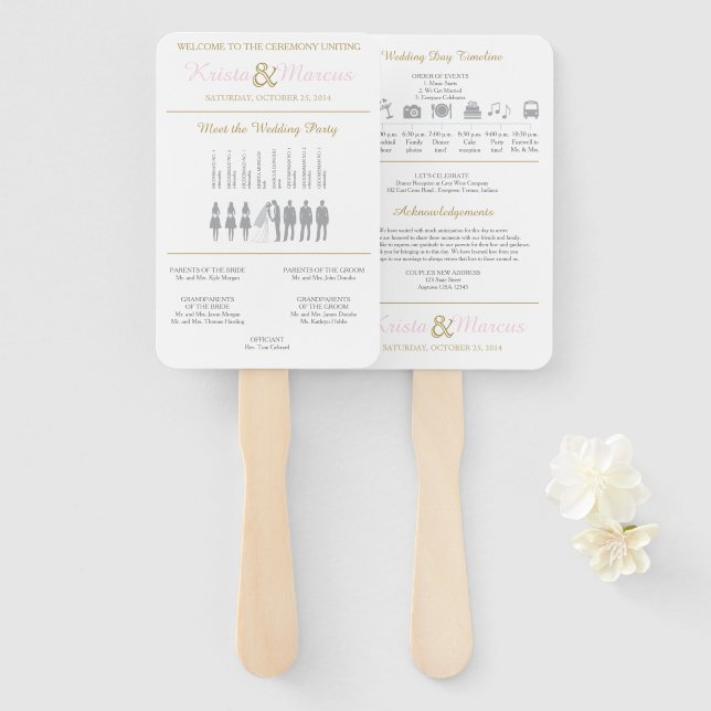 Abanico Simple Silhouettes Programa de bodas Ventilador de (Anverso y reverso)