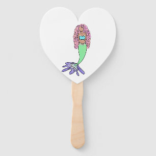 Abanico sirena arcoíris rosa azul morado verde negro rizad