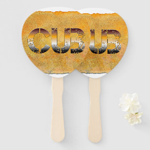 Abanico SlipperyJoe's cub bear words gold brown tan white