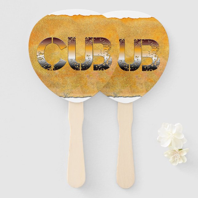 Abanico SlipperyJoe's cub word naranja-tonos marrones pro (Anverso y reverso)