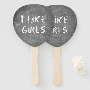 Abanico SlipperyJoe's Me gustan las chicas pizarra sucia o