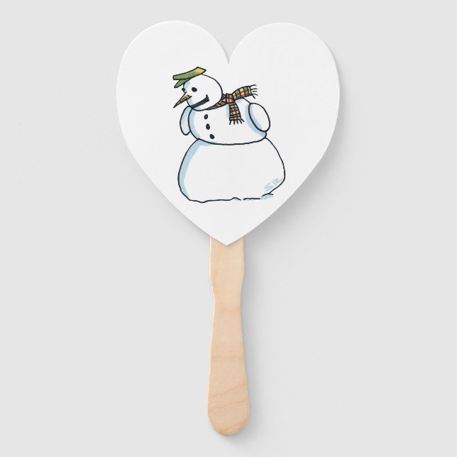 Abanico Snowman heart hand fans (Anverso)