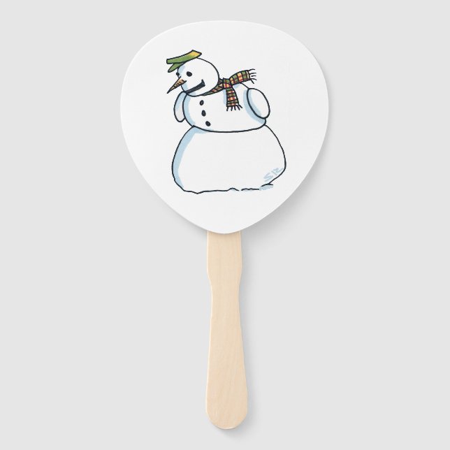 Abanico Snowman paddle hand fans (Anverso)