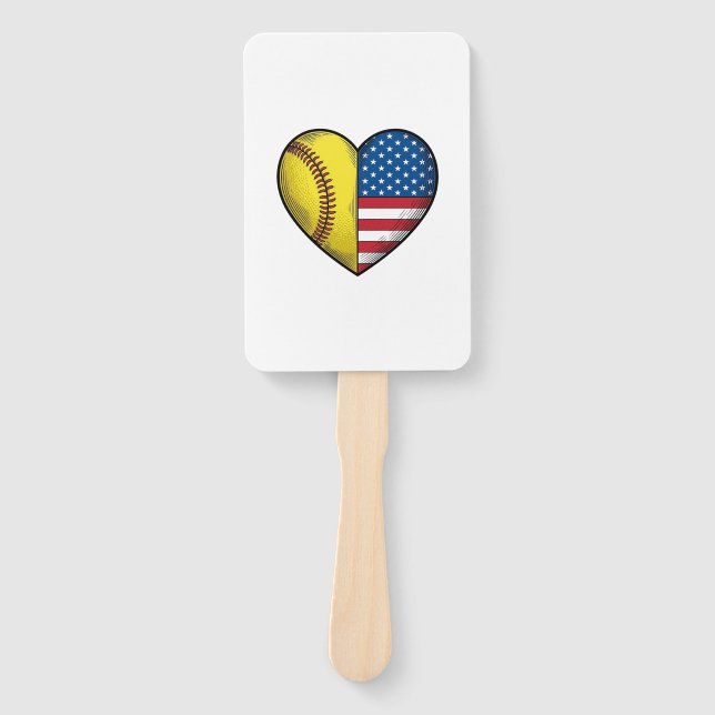 Abanico Softbol bandera de EE. UU. corazón diseño vectoria (Anverso)