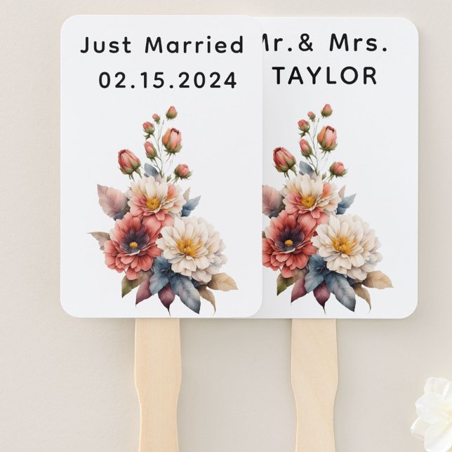 Abanico Solo Casado Sr. y la Sra. | Monograma floral Boda (Subido por el creador)