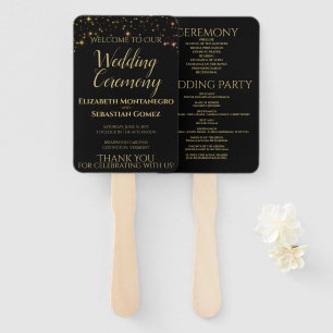 Abanico Sombreado Boda de esparkles con programa