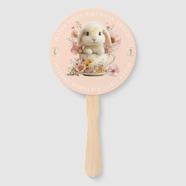 Abanico Somebunny is Turning One Invitation Peach Gingham (Reverso)