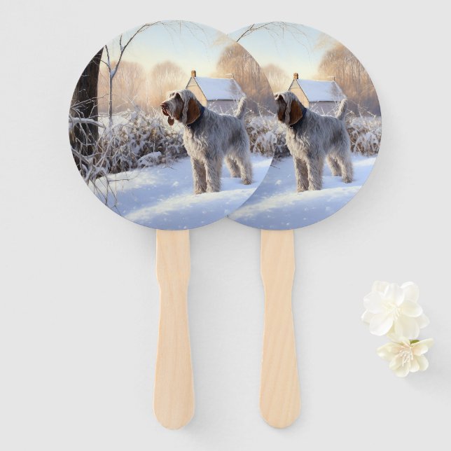 Abanico Spinone Italiano Deja que nieve Navidad (Anverso y reverso)