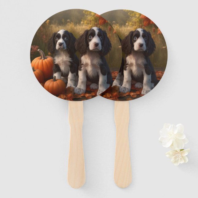 Abanico Springer Spaniel Puppy Autumn Delight Pumpkin (Anverso y reverso)