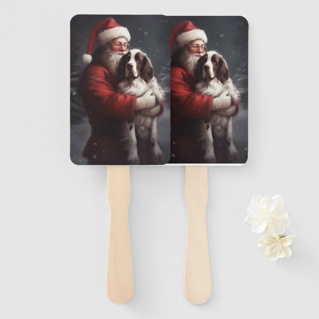 Abanico Springer Spaniel Santa Claus Navideño (Anverso y reverso)