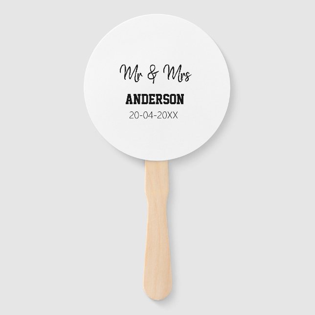 Abanico Sr. y Sra. añada apellido fecha año de boda favor  (Anverso)