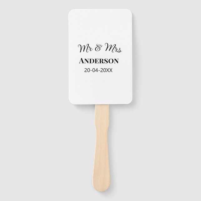 Abanico Sr. y Sra. añada apellido fecha año de boda favor  (Anverso)