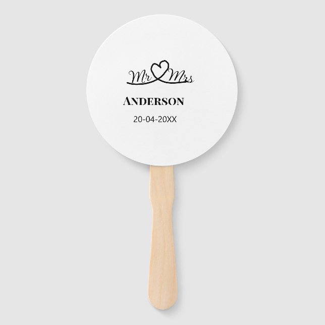 Abanico Sr. y Sra. añada apellido fecha año de boda favor  (Anverso)