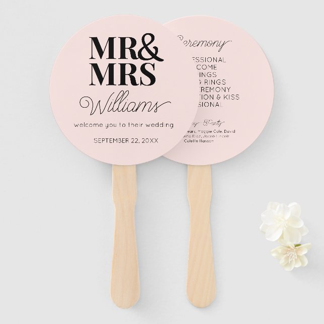 Abanico Sr. y Sra. Elegant Programa Moderno de Bodas Minim (Anverso y reverso)