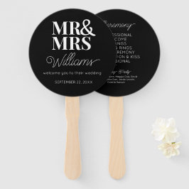 Abanico Sr. y Sra. Elegant Programa Moderno de Bodas Minim