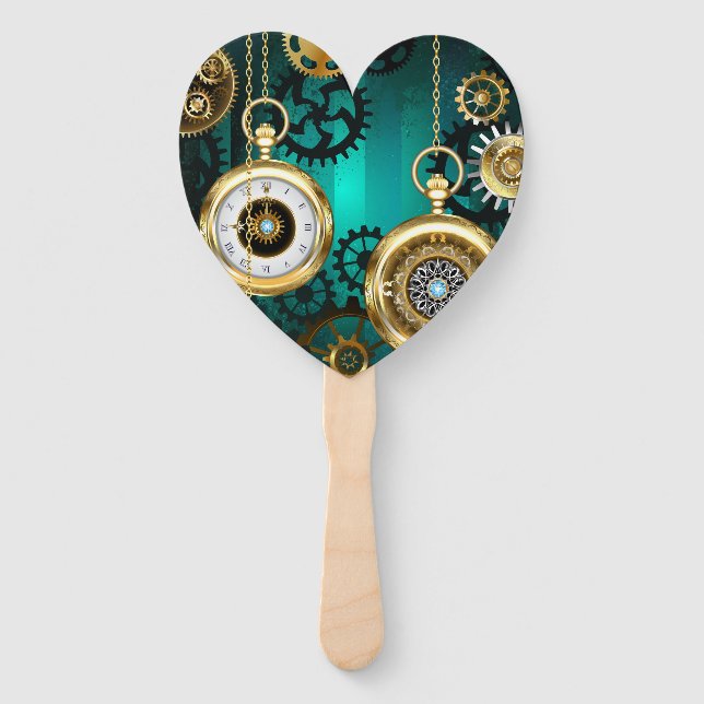 Abanico Steampunk Jewelry Watch sobre un fondo verde (Anverso)