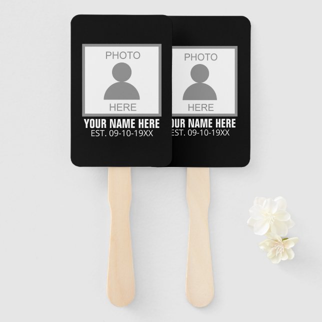 Abanico Su foto aquí Nombre y edad (Anverso y reverso)