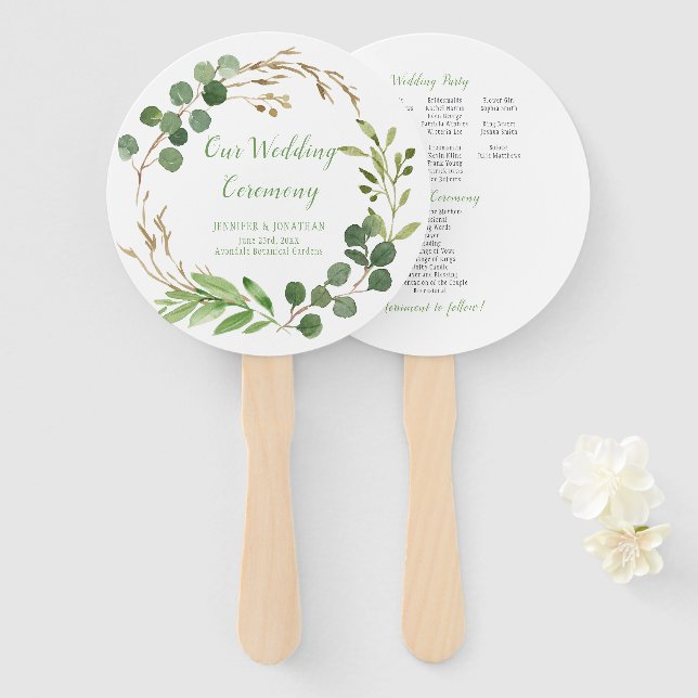 Abanico Sueño botánico Eucalyptus deja fans de ROUND (Anverso y reverso)