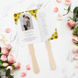 Abanico Sunflower Wedding Ceremony Program Watercolor