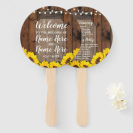 Abanico Sunflowers Jar Wood Wedding Program Fan Floral