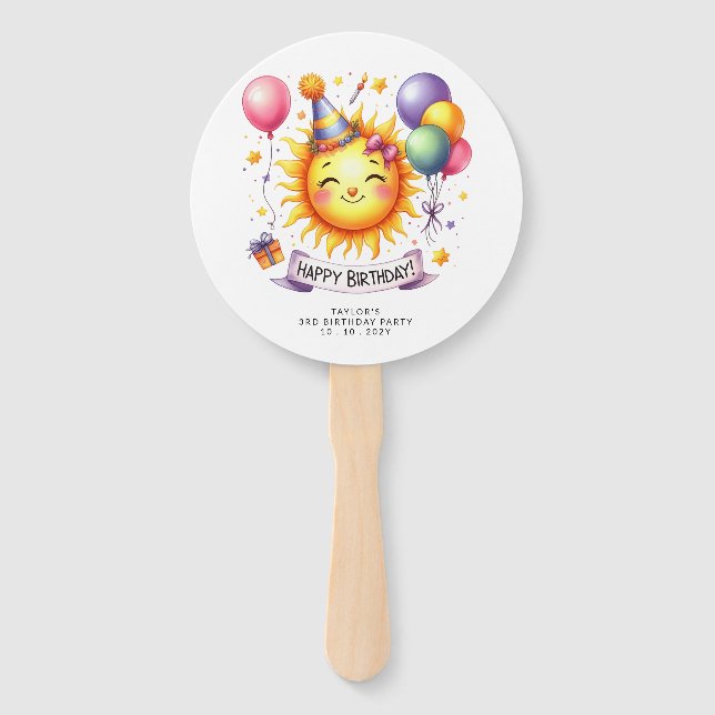 Abanico Sunshine Custom Name Happy Birday (Anverso)