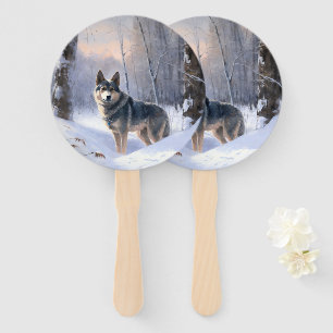Abanico Swedish Vallhund Deja que nieve Navidad