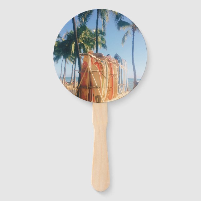 Abanico Tablas de surf de la playa de Waikiki (Reverso)