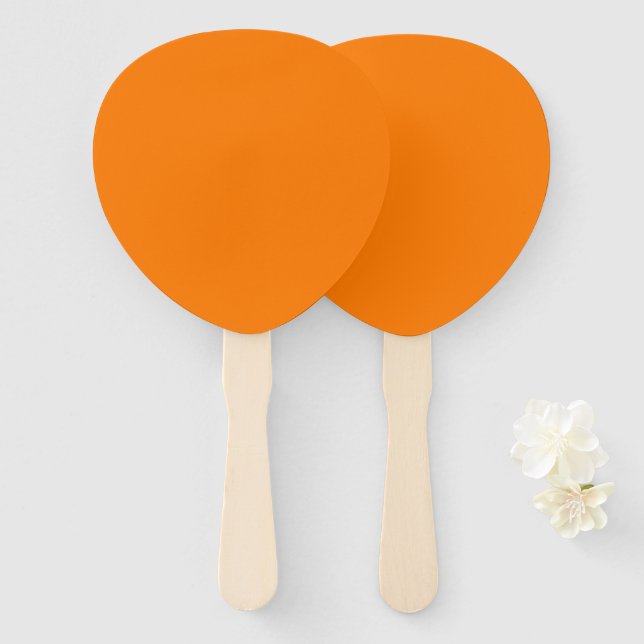 Abanico Tangerine Orange Paddle Fan for Elegant Event Comf (Anverso y reverso)