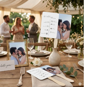 Abanico Tarjeta de detalles de la cronología de la boda mi