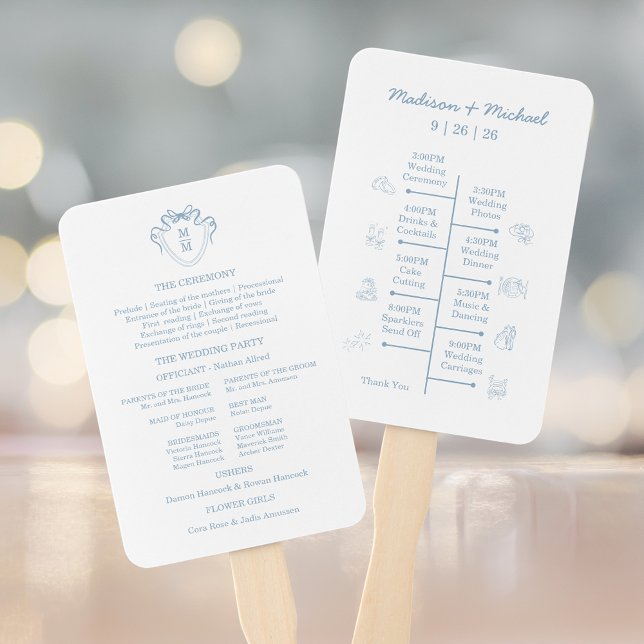 Abanico Tarjetas de Detalles de Boda Azules Dibujadas a Ma (Subido por el creador)