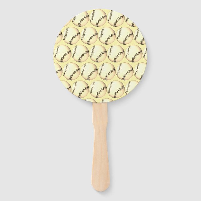 Abanico Tema de béisbol Amarillo Pálido (Anverso)