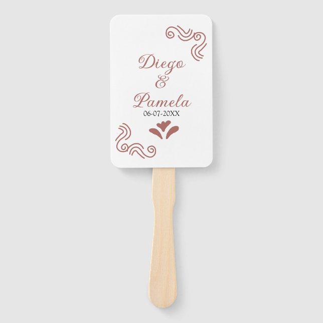 Abanico Terracota pareja de bodas rústicos negros de Españ (Anverso)