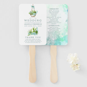 Abanico Terrario de vidrio con acuarela para boda de sucul