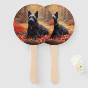 Abanico Terrier Escocés en Otoño Hojas Caídas Inspiran