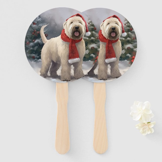 Abanico Terrier Trigo en Navidad con Nieve (Anverso y reverso)