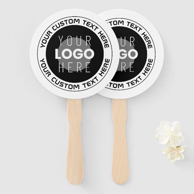 Abanico Texto circular editable y logotipo reemplazable |  (Anverso y reverso)