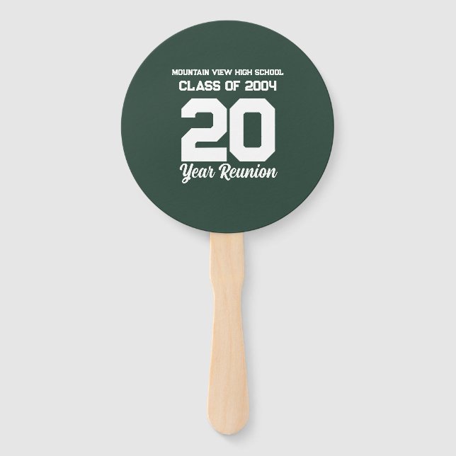 Abanico Texto deportivo blanco de reunión de escuela secun (Anverso)